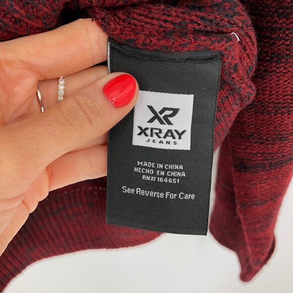 XRAY Men's Colorblocked Pattern Hoodie Sweater Jester Red Medium Long Sleeve NWT - Picture 10 of 11